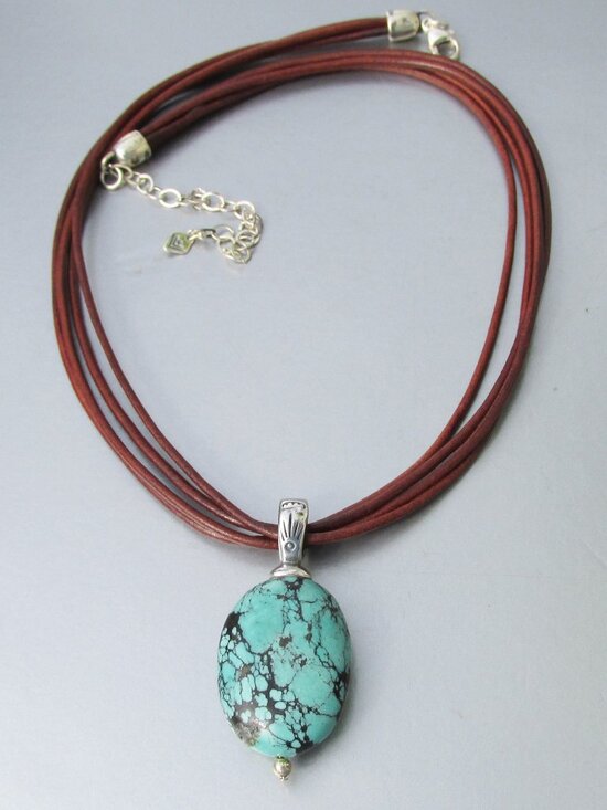 Silpada Jewelry - Retired SILPADA Turquoise Pendant 4 Strand Leather Cord Necklace
